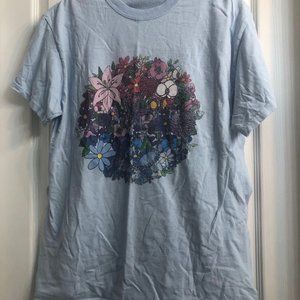 Blue Tee with Floral Print